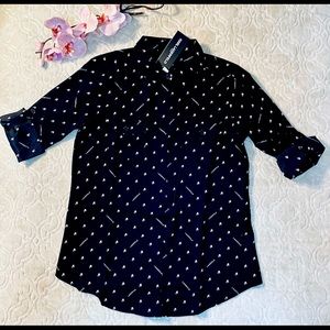 Karl Lagerfeld Paris button up Shirt Novelty Polyester Black / White Women.